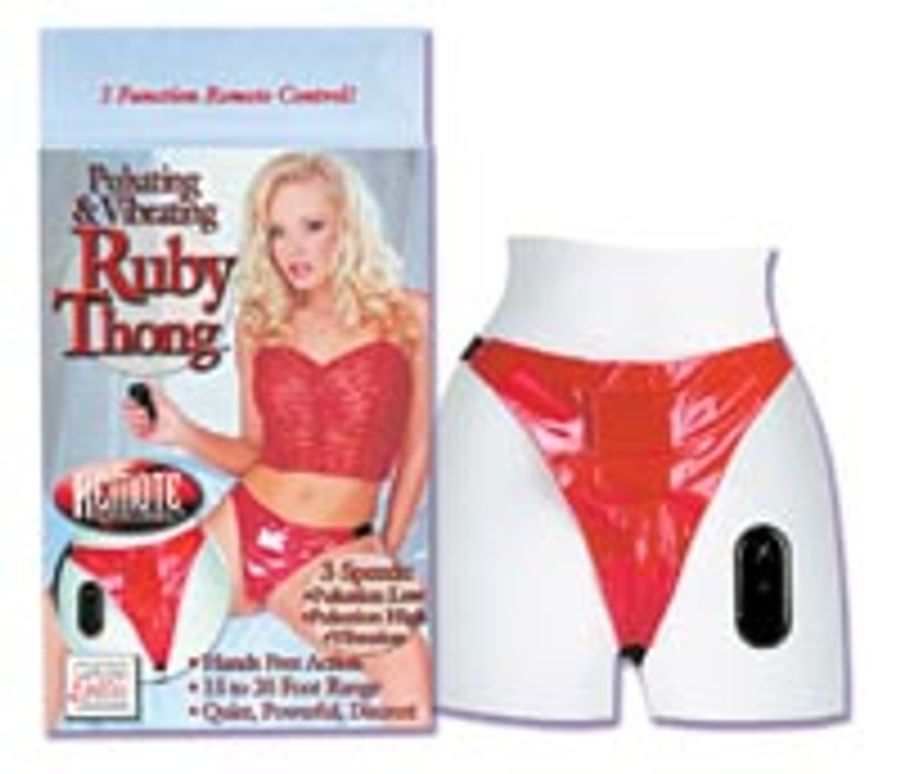 Pulsating & Vibrating Ruby Thong