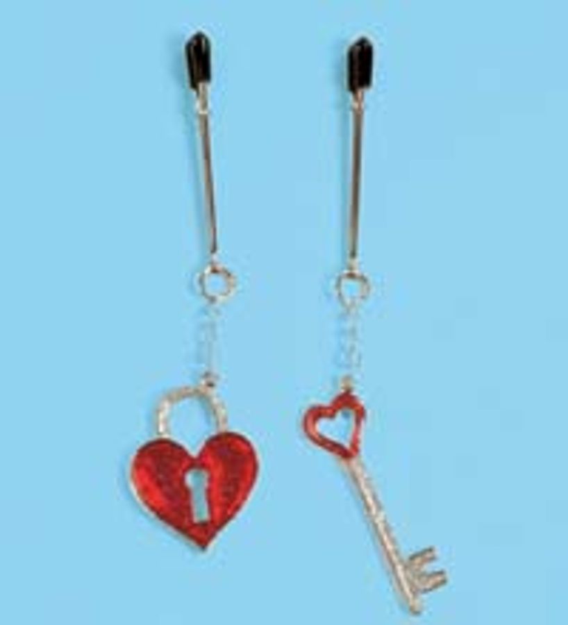 Tweezer Clamps With Glitter Heart and Key