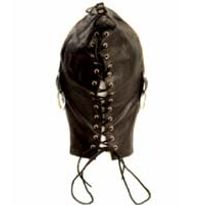 Leather Lace-Up Black Hood