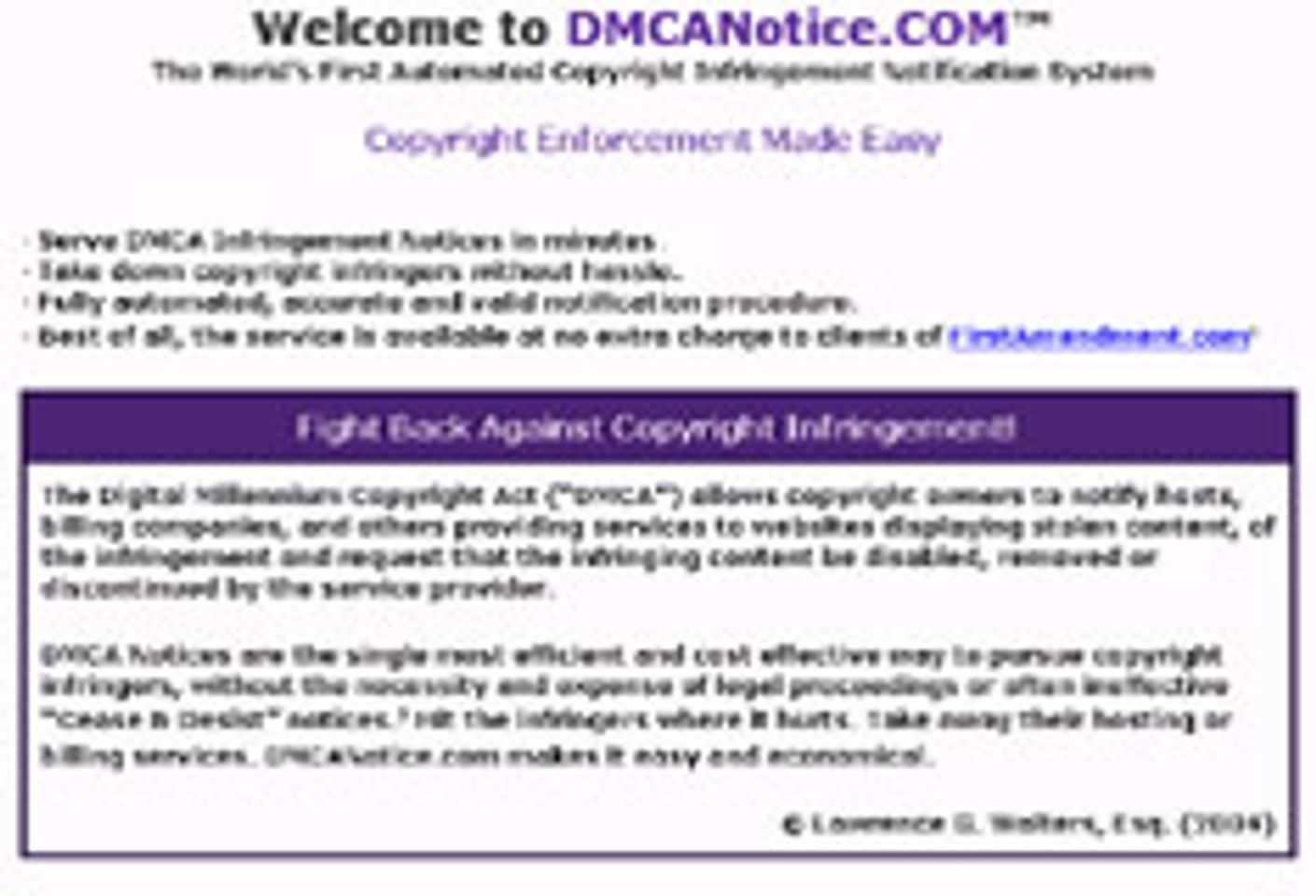 A New Automated Copyright Enforcement Tool: DMCANotice.com