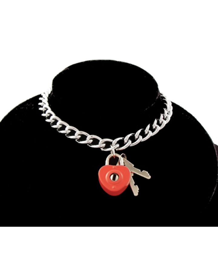 Large Bound Chain with Red Heart Lock