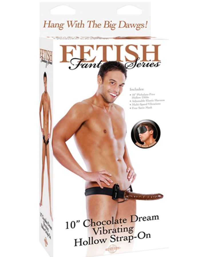 10” Chocolate Dream Vibrating Hollow Strap-On