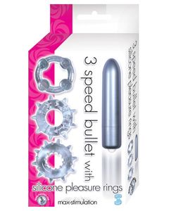 3 Speed Bullet With Silicone Pleasure Rings