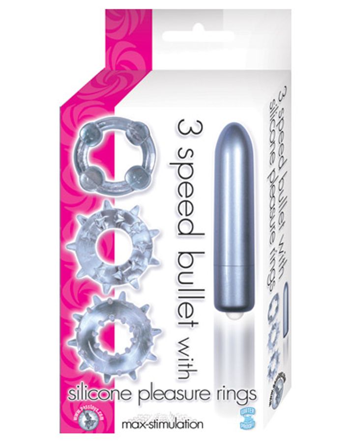 3 Speed Bullet With Silicone Pleasure Rings