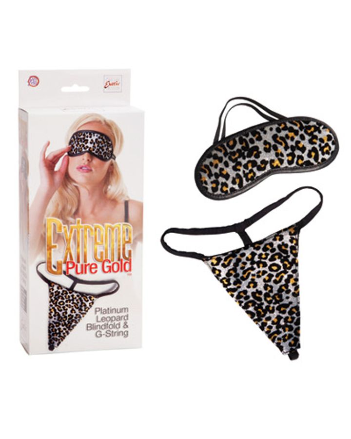 Extreme Pure Gold Leopard Blindfold & G-String