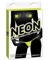 Neon Vibrating Crotchless Panty & Pasties Set