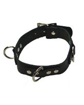 Triple Leather Locking Ring Collar