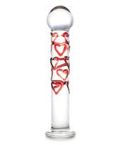 Red Hearts Glass Dildo