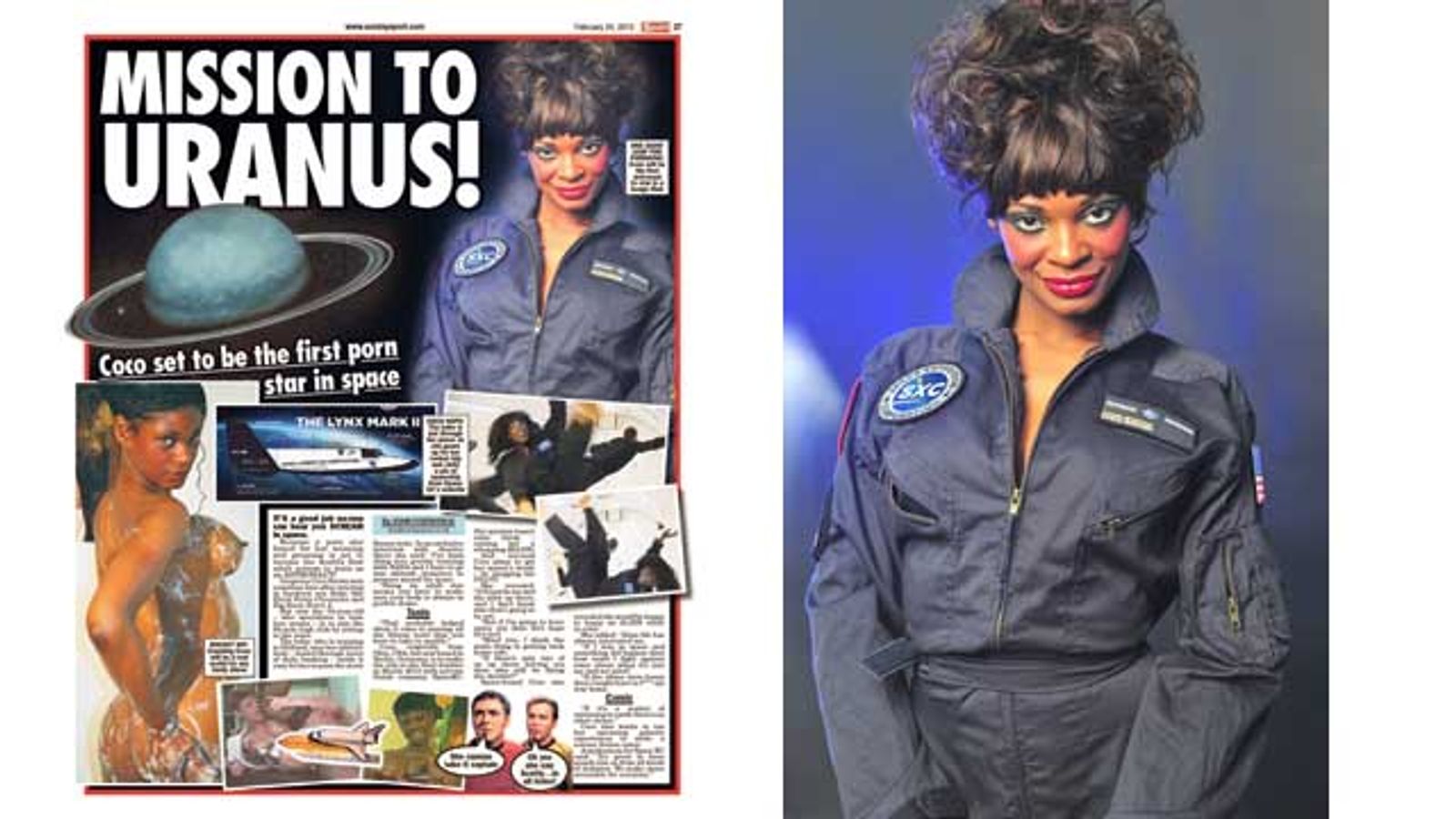 Porn Star Astronaut CoCo Brown Featured in UK 's Sunday Sport