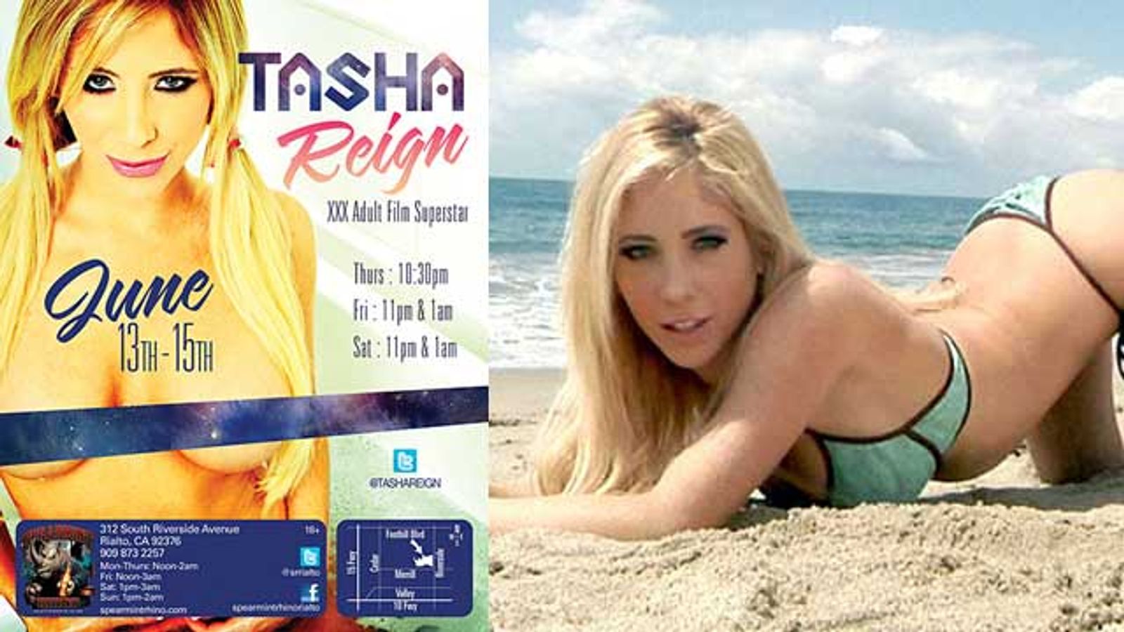 Tasha Reign Headlines Spearmint Rhino Rialto, June 13-15