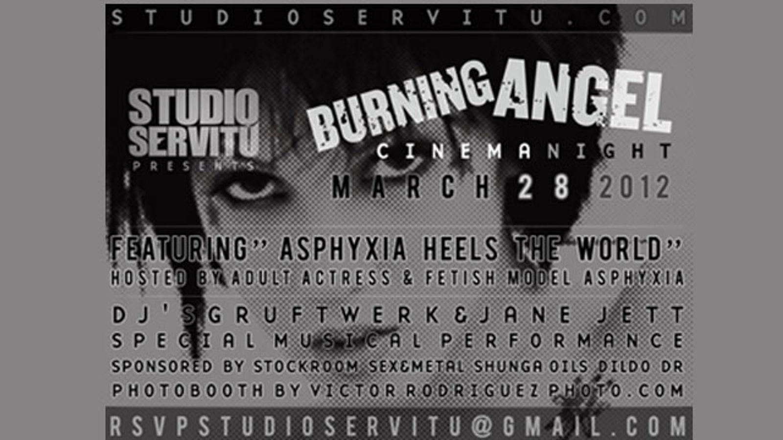 BurningAngel to Screen 'Asphyxia Heels the World' at Studio Servitu March 28