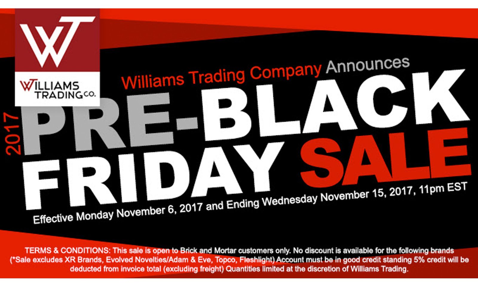 Williams Trading Holding Pre-Black Friday Warehouse Sale