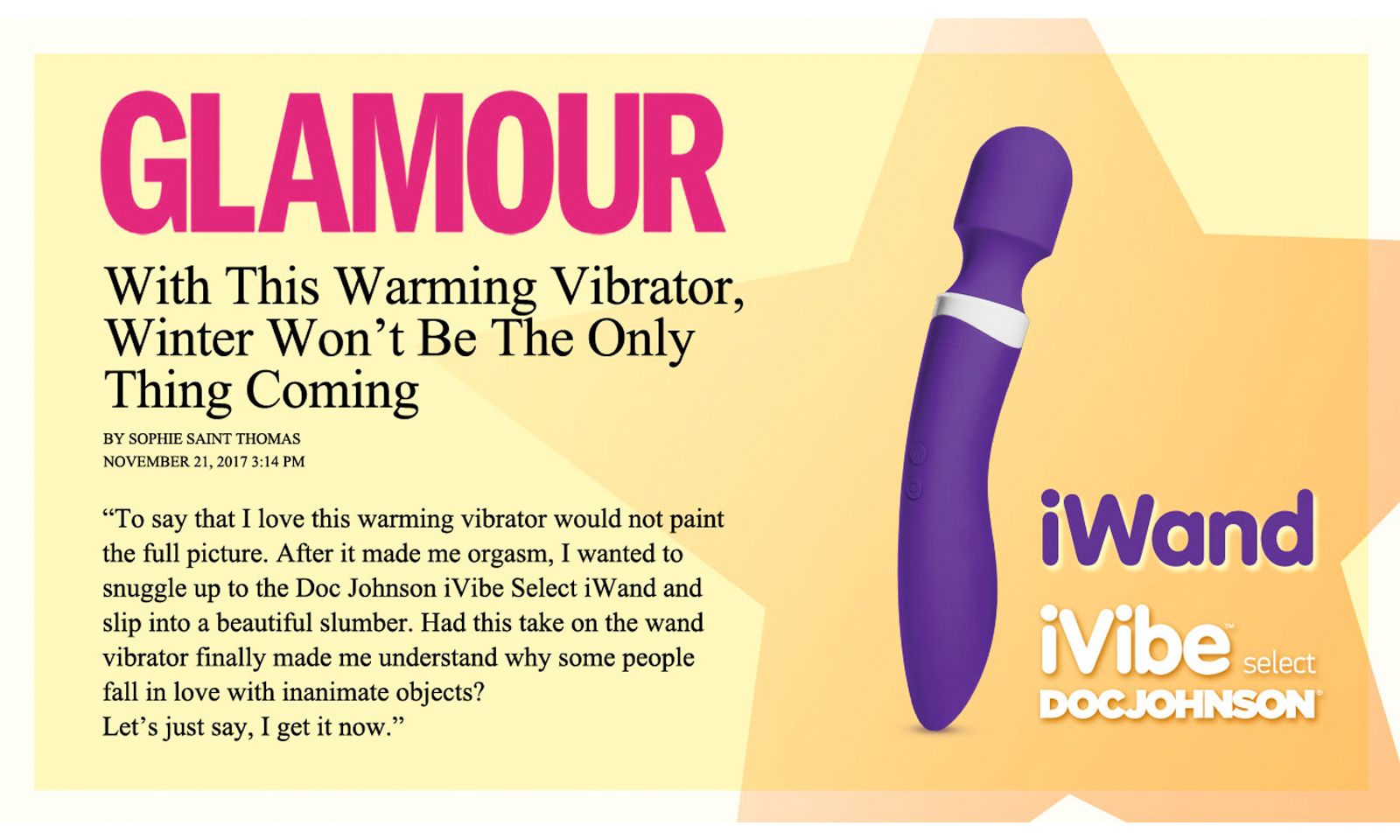 ‘Glamour Features iVibe Select iWand From Doc Johnson