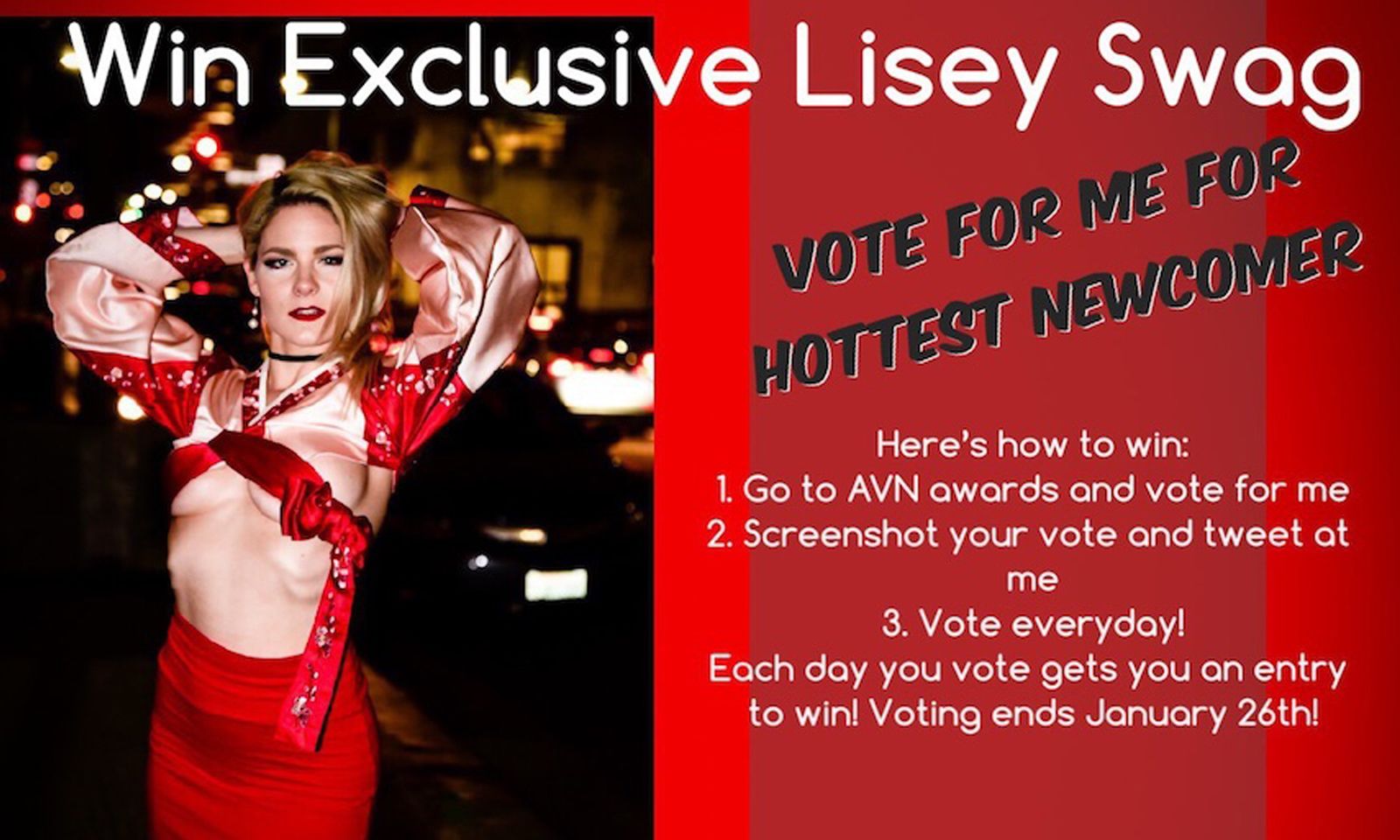 Cast an AVN Fan Vote and Win Exclusive Lisey Sweet Swag