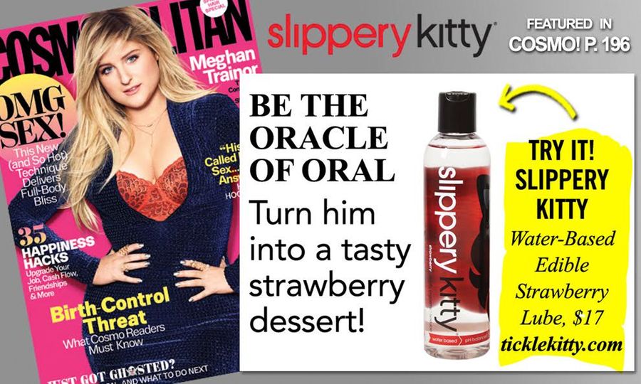 ‘Cosmo’ Spotlights Tickle Kitty’s Strawberry Lube Glides in May Issue