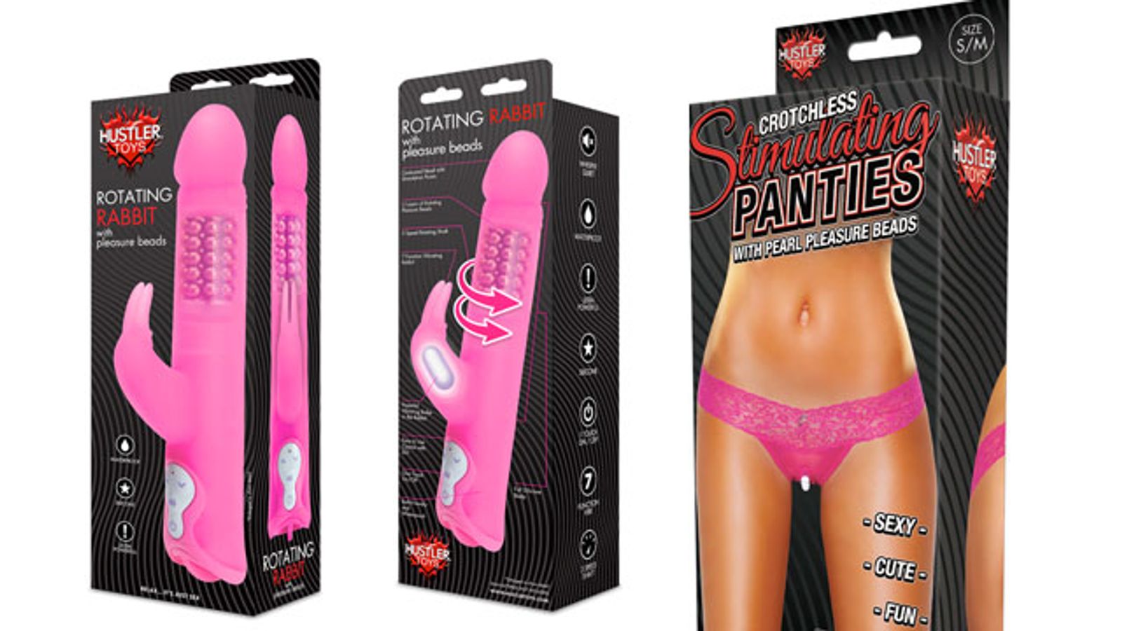 CROTCHLESS STIMULATING PLEASURE PANTIES WITH PLEASURE BEADS HUSTLER BLACK