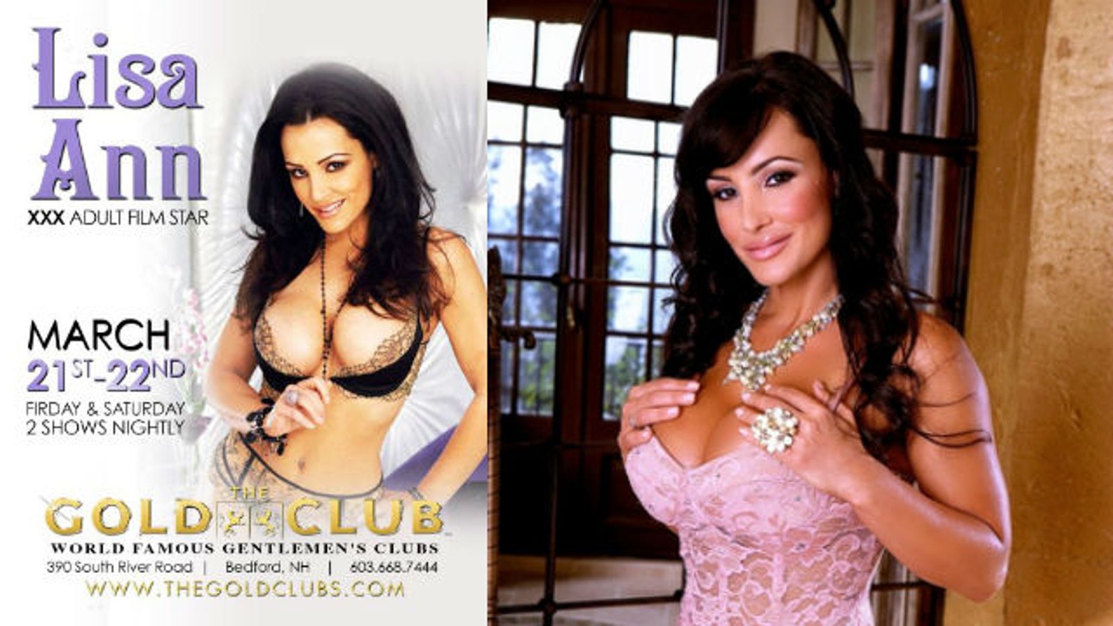 Lisa Ann Features at New Bedford, NH’s Gold Club, March 21-22