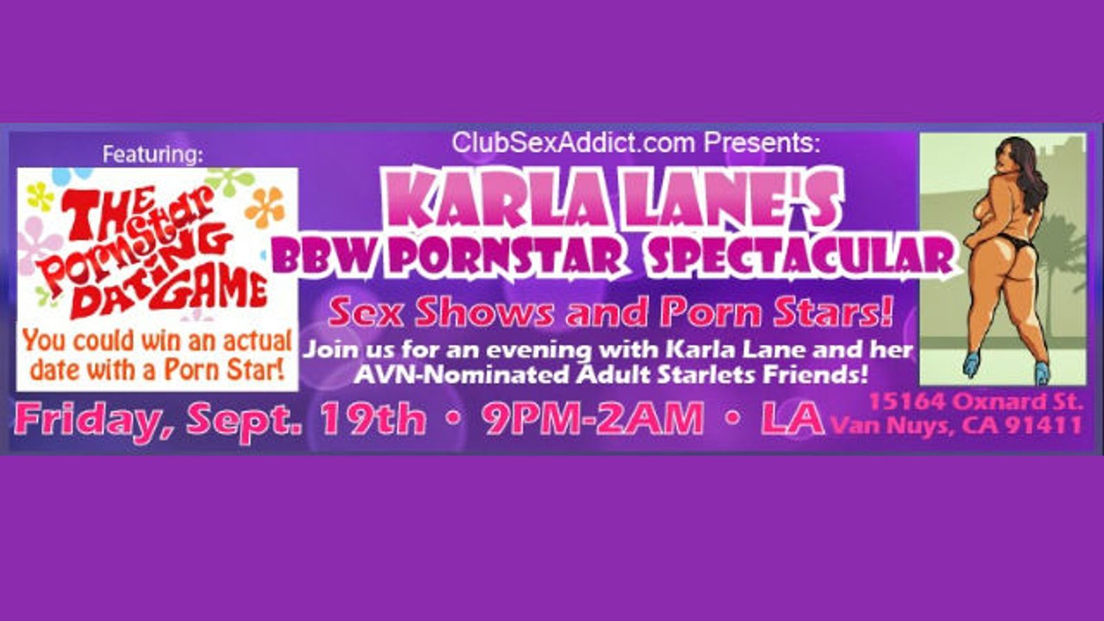 Party with Karla Lane at Club Sex Addict This Friday