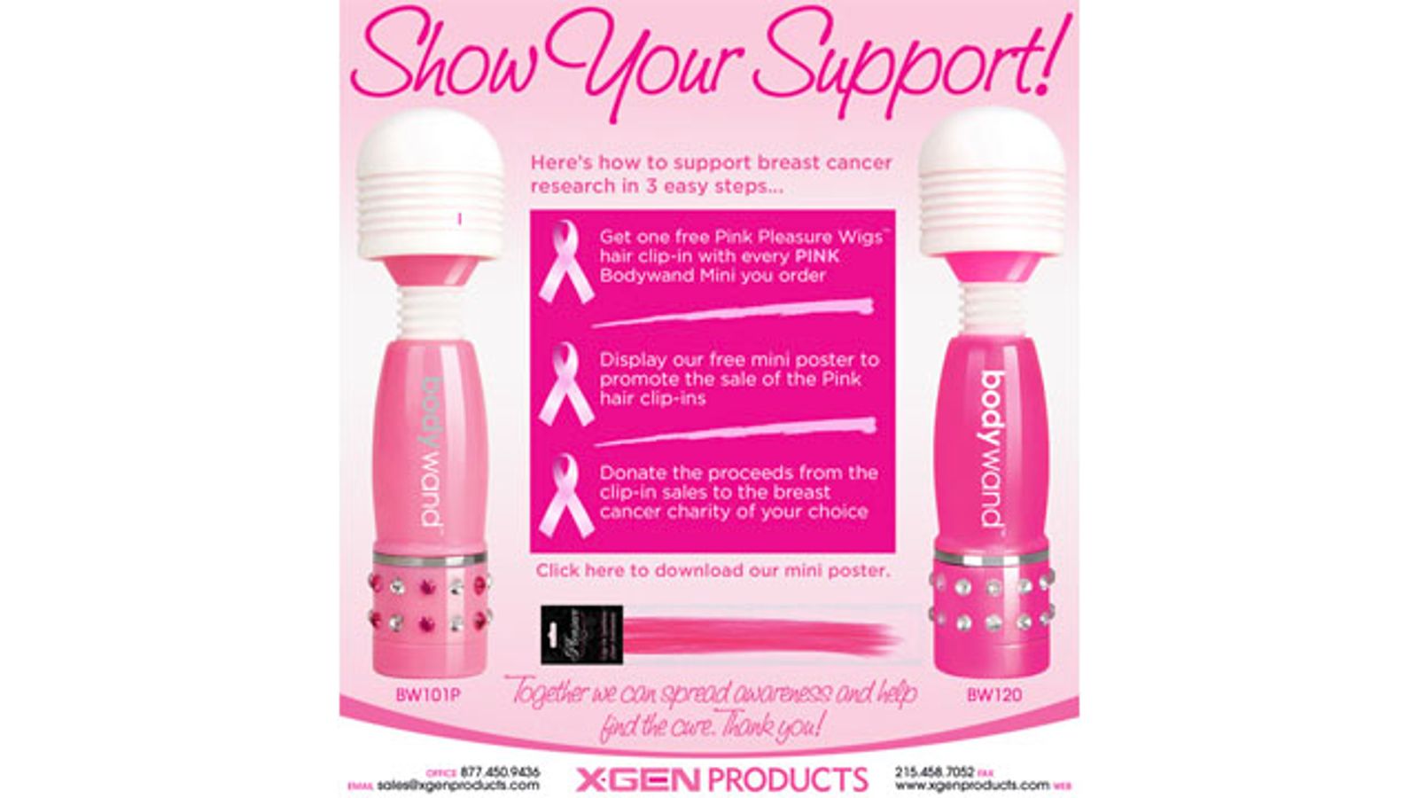 Xgen Uses Pink Bodywand, Pleasure Wigs In Breast Cancer Awareness Promo Event