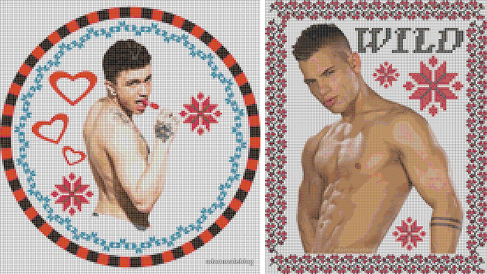 AdamMaleBlog Turns Gay Adult Stars into Cross Stitch Patterns