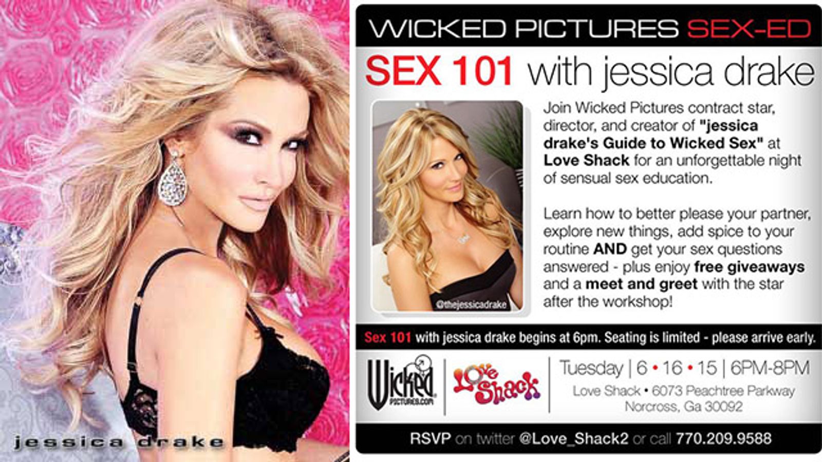 jessica drake to Lead Sex Ed Workshop at Atlanta’s Love Shack