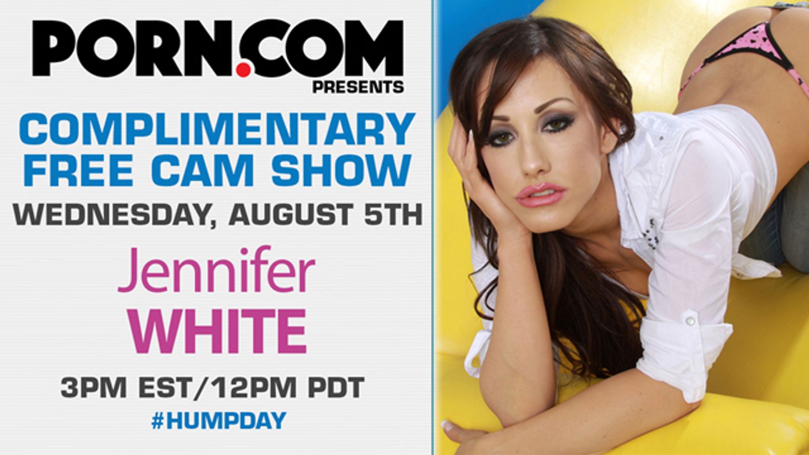 Jennifer White Returns for Free Wednesday Livecam Show on Porn.com