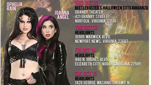 Joanna Angel & Ophelia Rain Headline Four-Day Dance Tour in VA, NC 