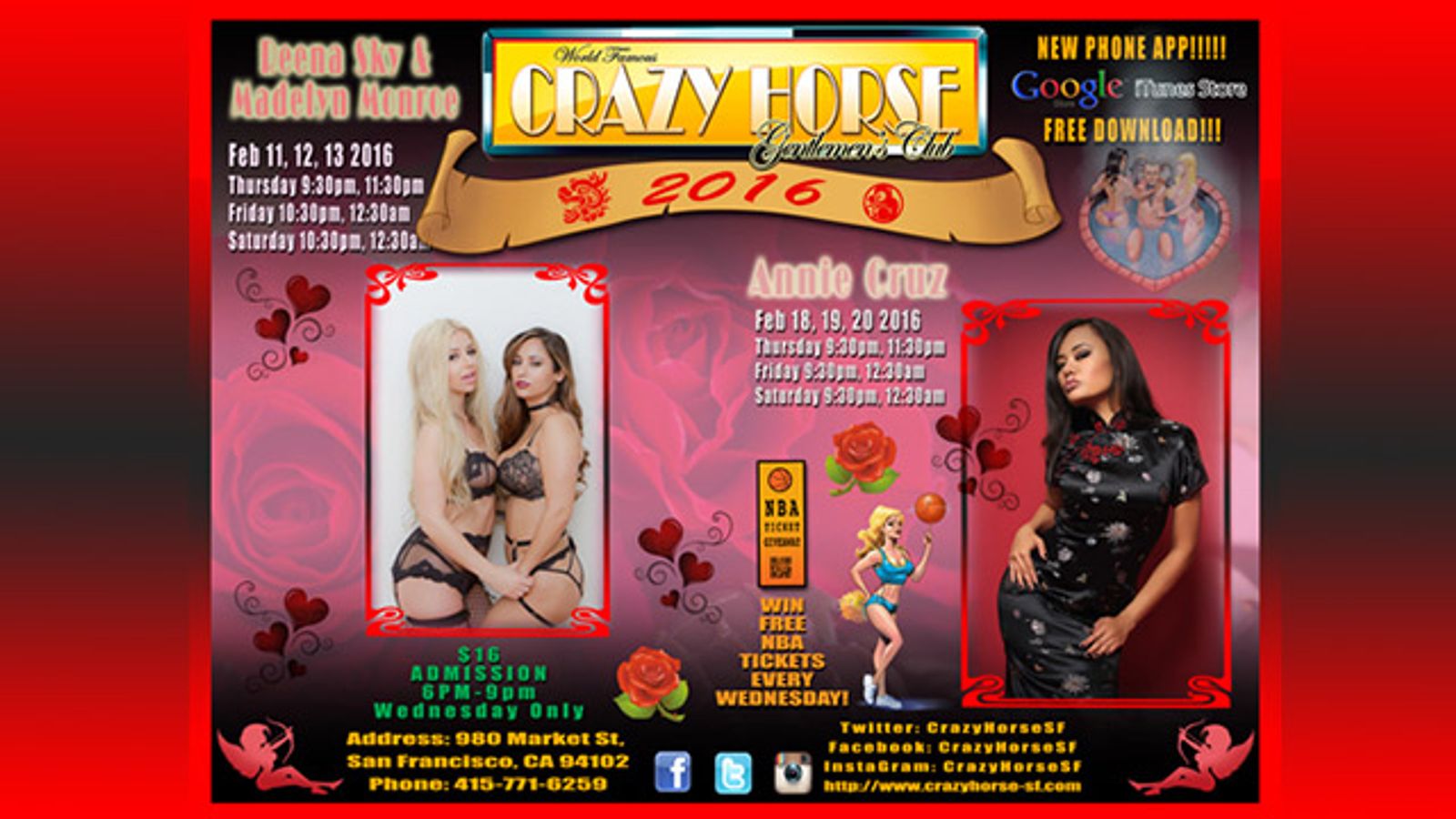 See Reena Sky & Madelyn Monroe at SF's Crazy Horse This Weekend