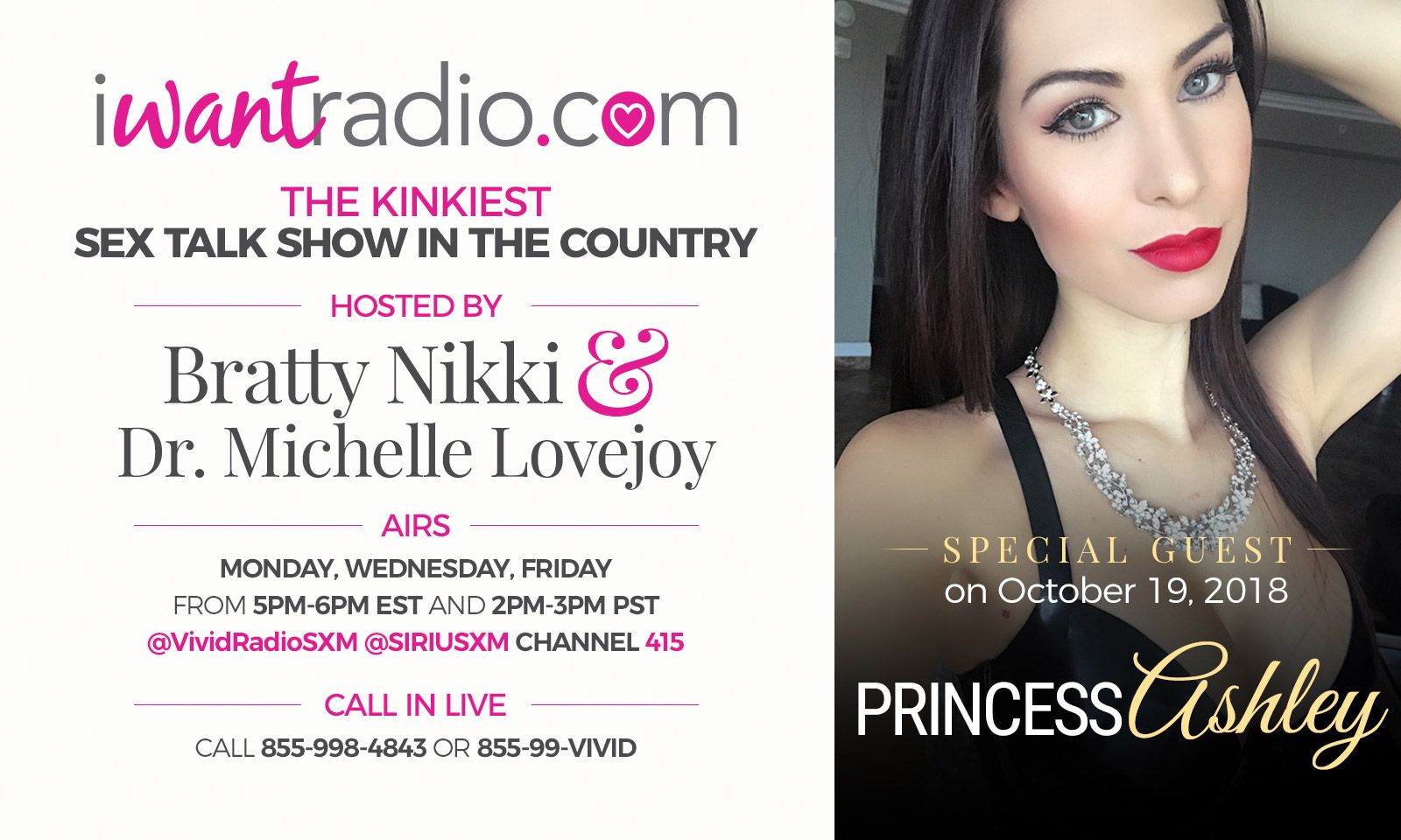Dominatrix Princess Ashley To Appear on iWantRadio SiriusXM 415