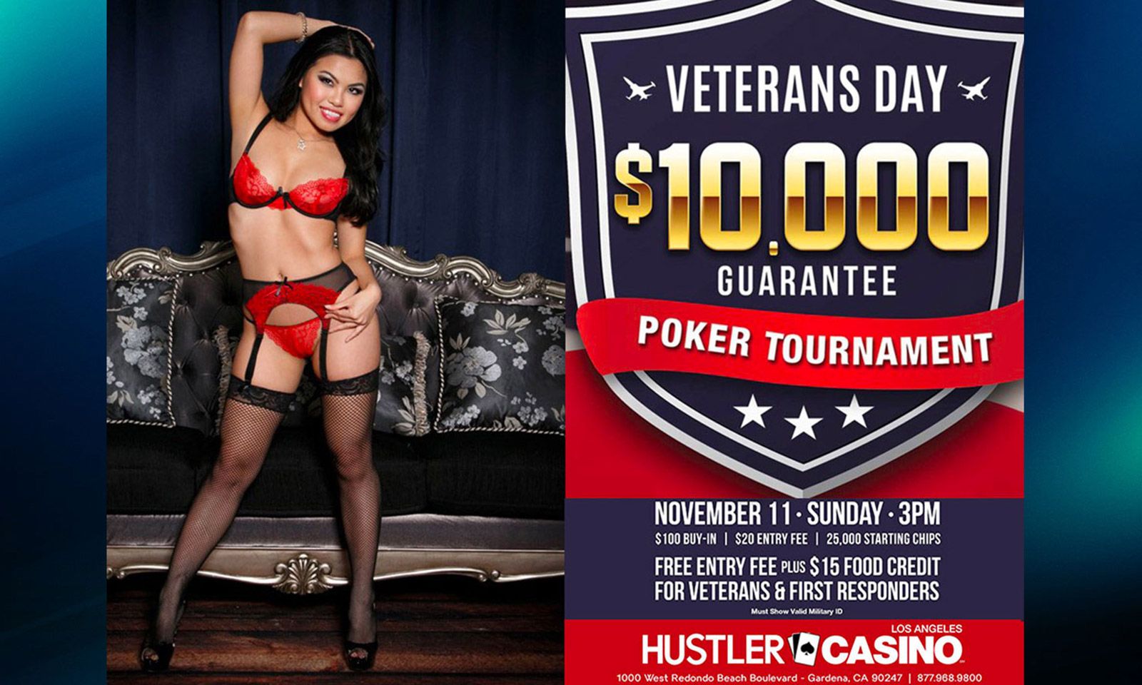 Cindy Starfall To Help Vets Bet On Veterans Day At Hustler Casino
