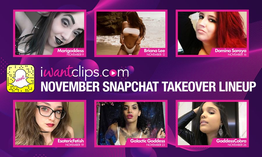 iWantClips Announces Lineup for November Snapchat Takeovers