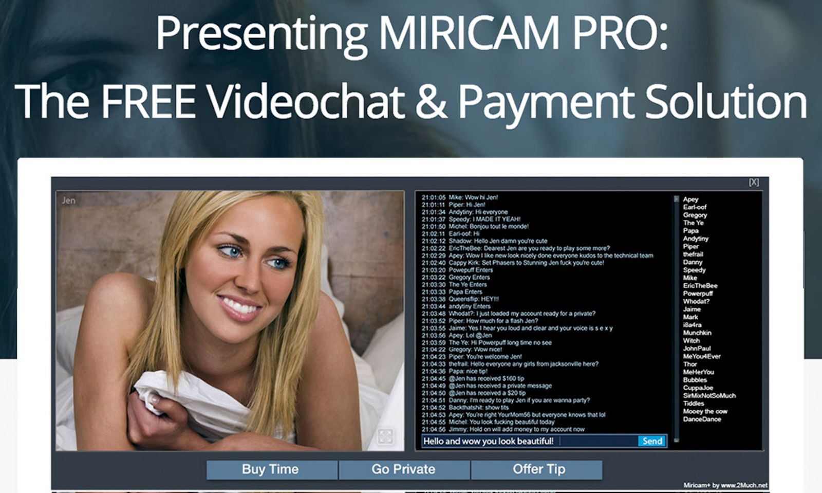 New Cam Platform Miricam Was Created For Models With Model Input