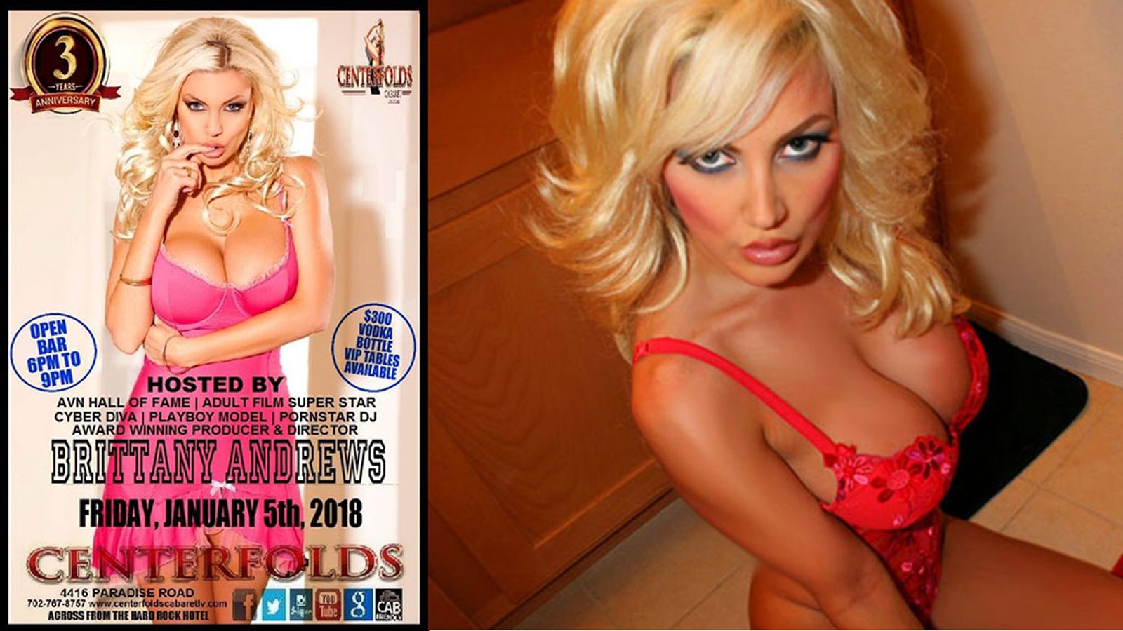 Brittany Andrews To Feature At Centerfolds In Vegas Jan. 5