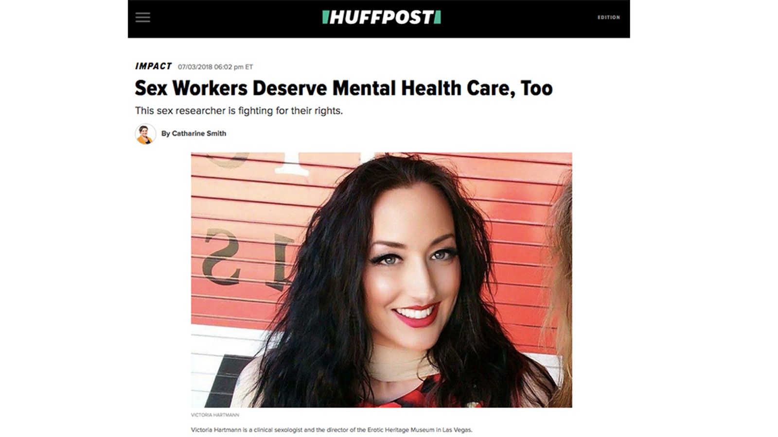Dr. Victoria Hartmann Interviewed by HuffPo on Sex Worker Rights
