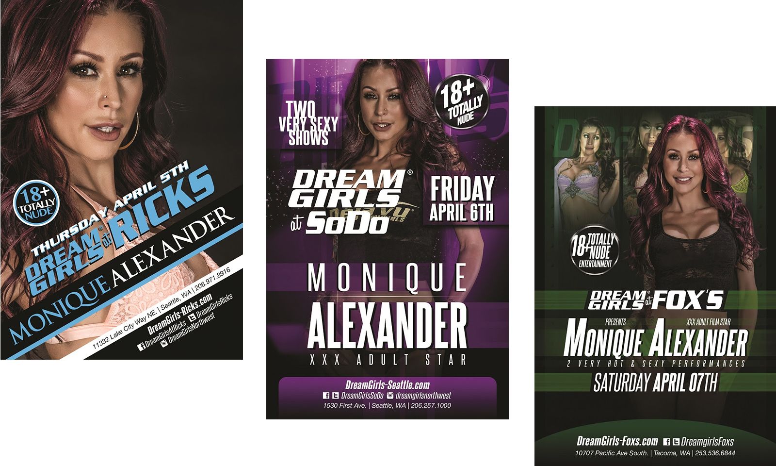 Monique Alexander To Feature At 3 Seattle Area "DreamGirls" Clubs