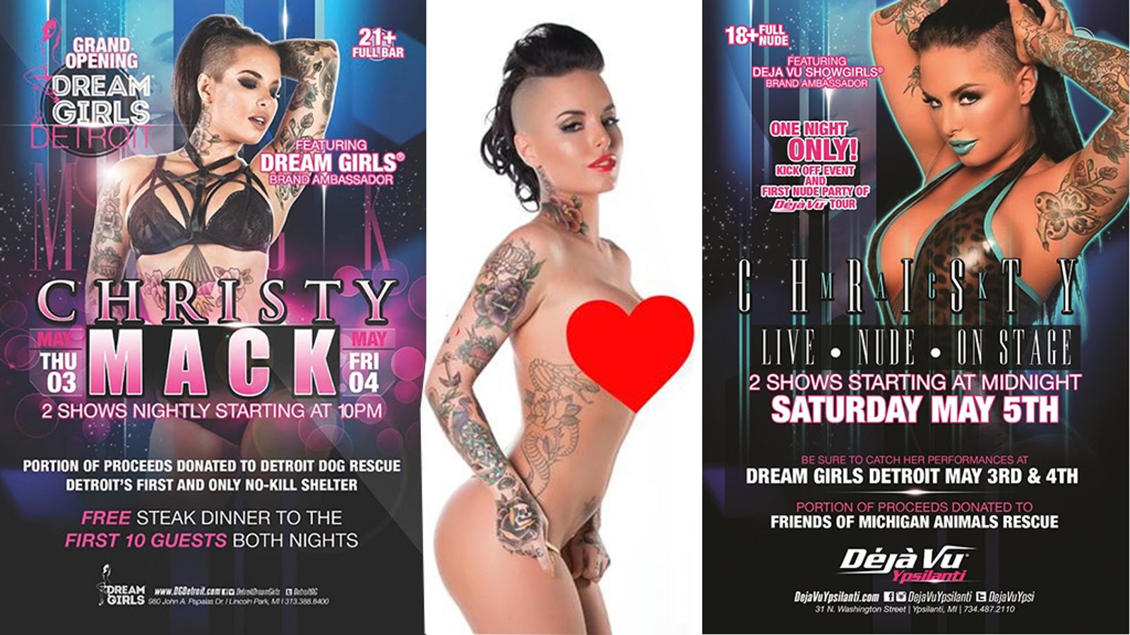 Christy Mack To Feature at Dream Girls & Déjà vu Showgirls In MI