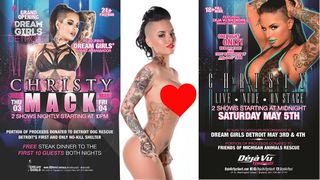 Christy Mack To Feature at Dream Girls & Déjà vu Showgirls In MI
