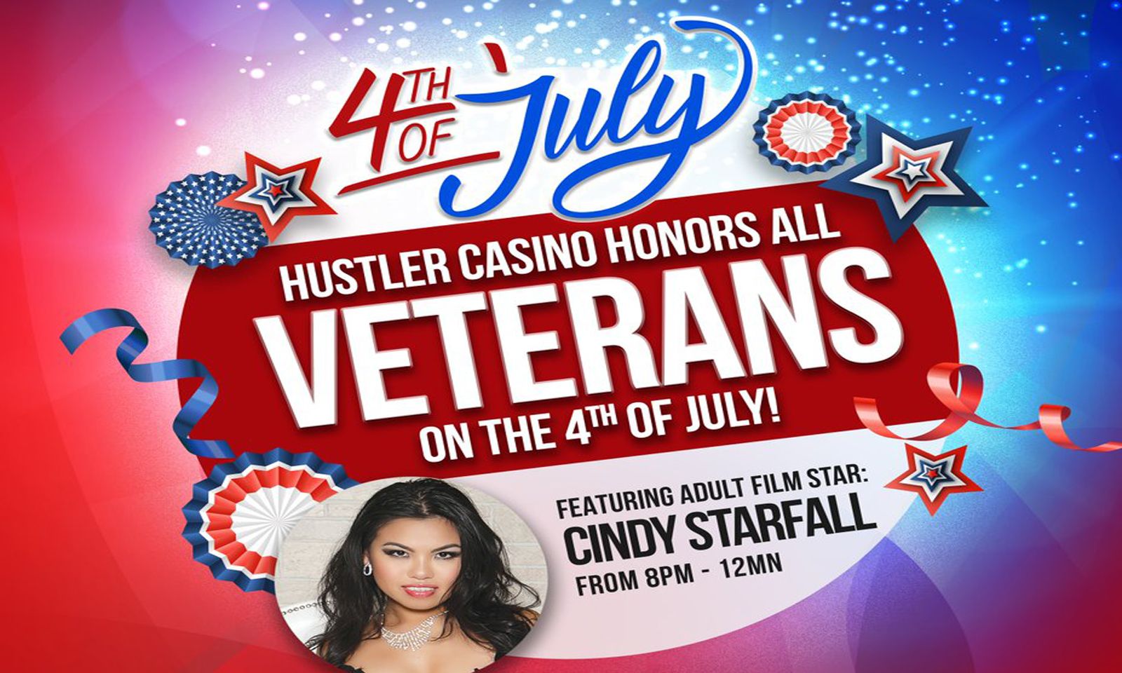 Celebrate Independence Day with Cindy Starfall at Hustler Casino