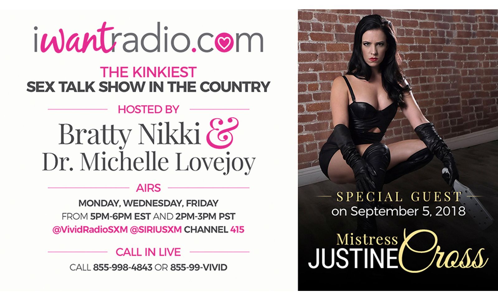 Mistress Justine Cross Featured on ‘iWantRadio’ Today  