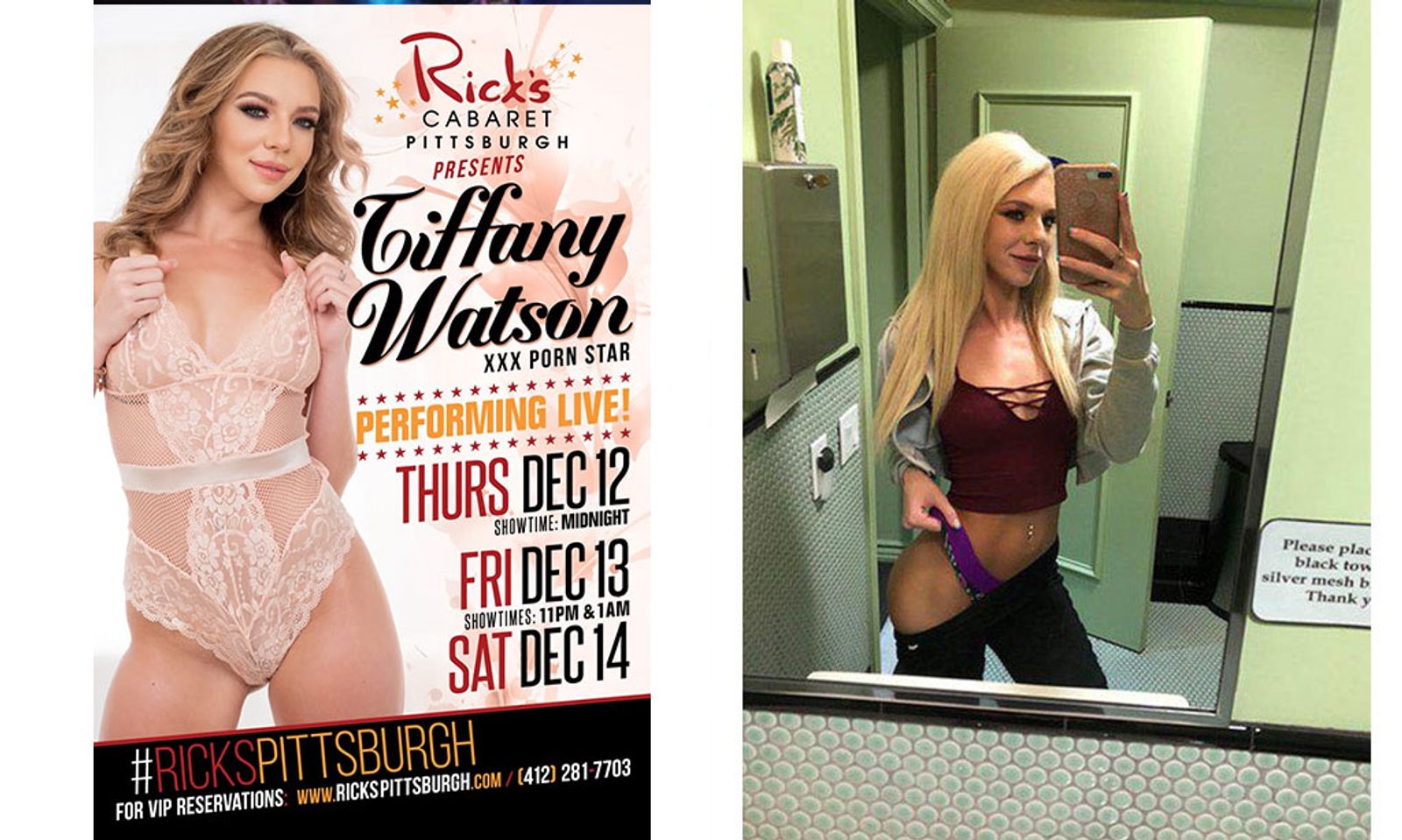 Tiffany Watson Heads to Pittsburgh to Feature at Rick’s Cabaret