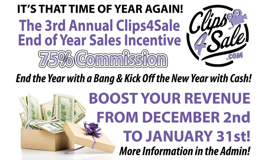 Clips4Sale Bows 3rd Annual End-of-Year Sales Incentive