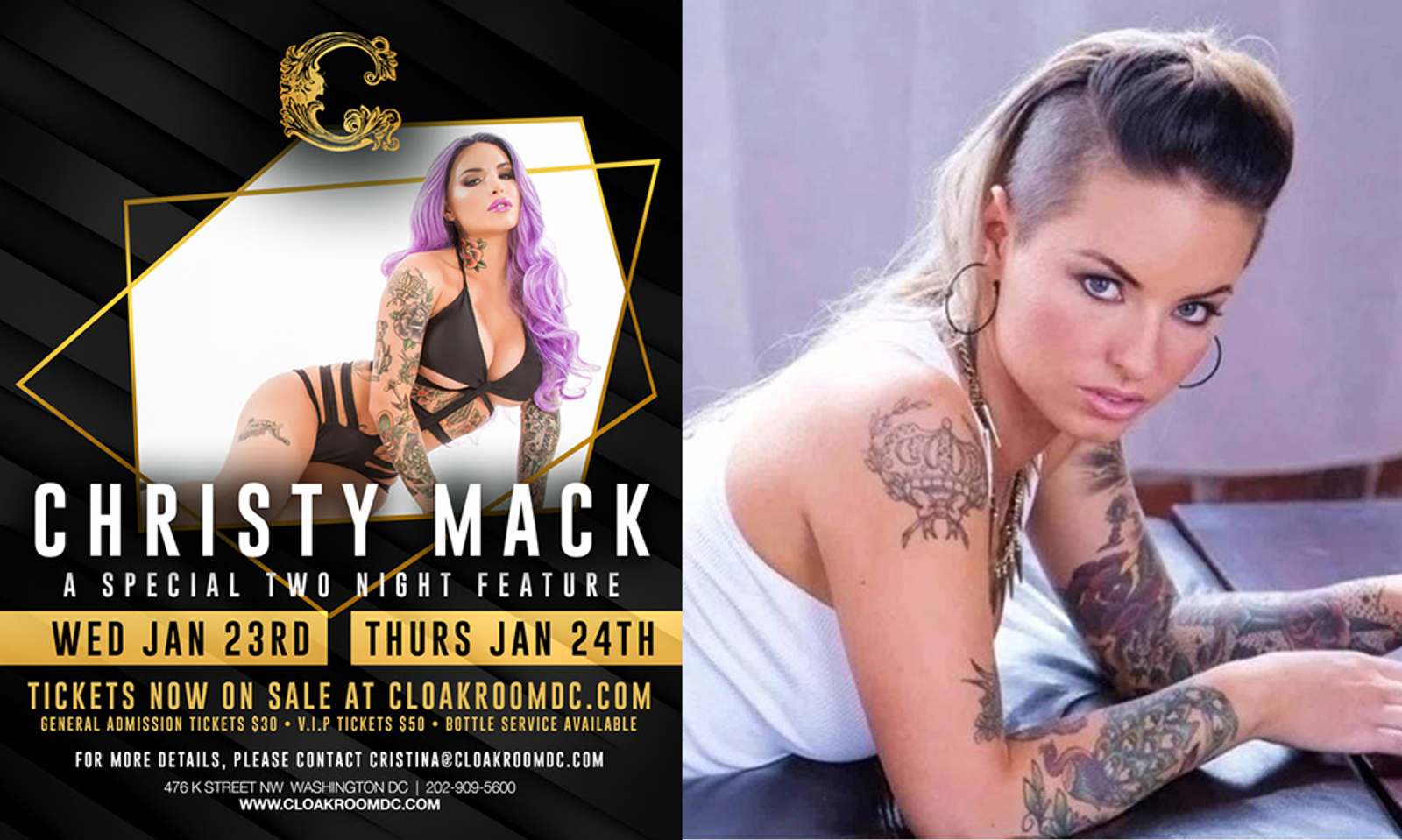 Christy Mack to Headline at Cloakroom Gentlemen’s Club in DC