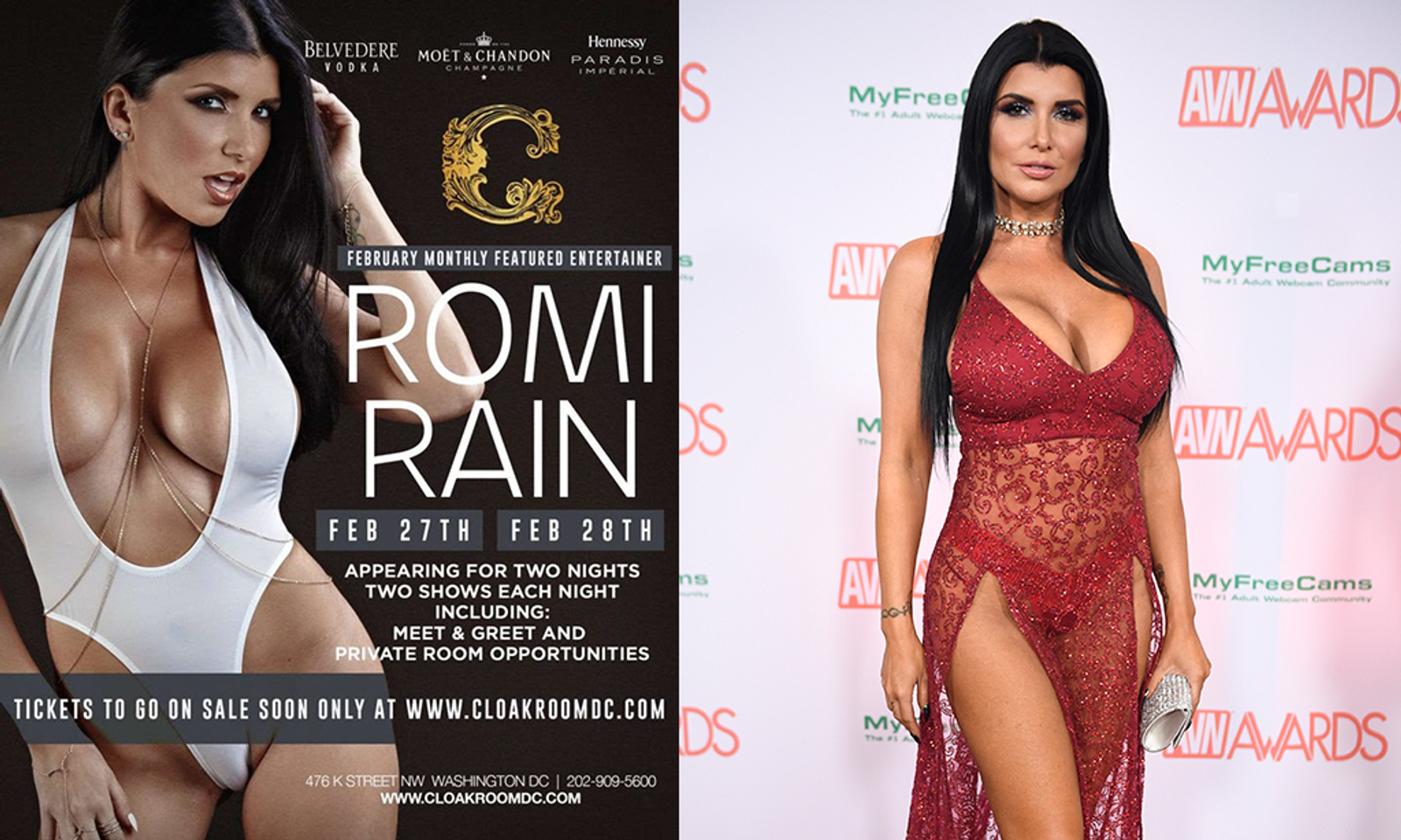 Romi Rain Will Doff Clothes at D.C.'s Cloakroom February 27-28