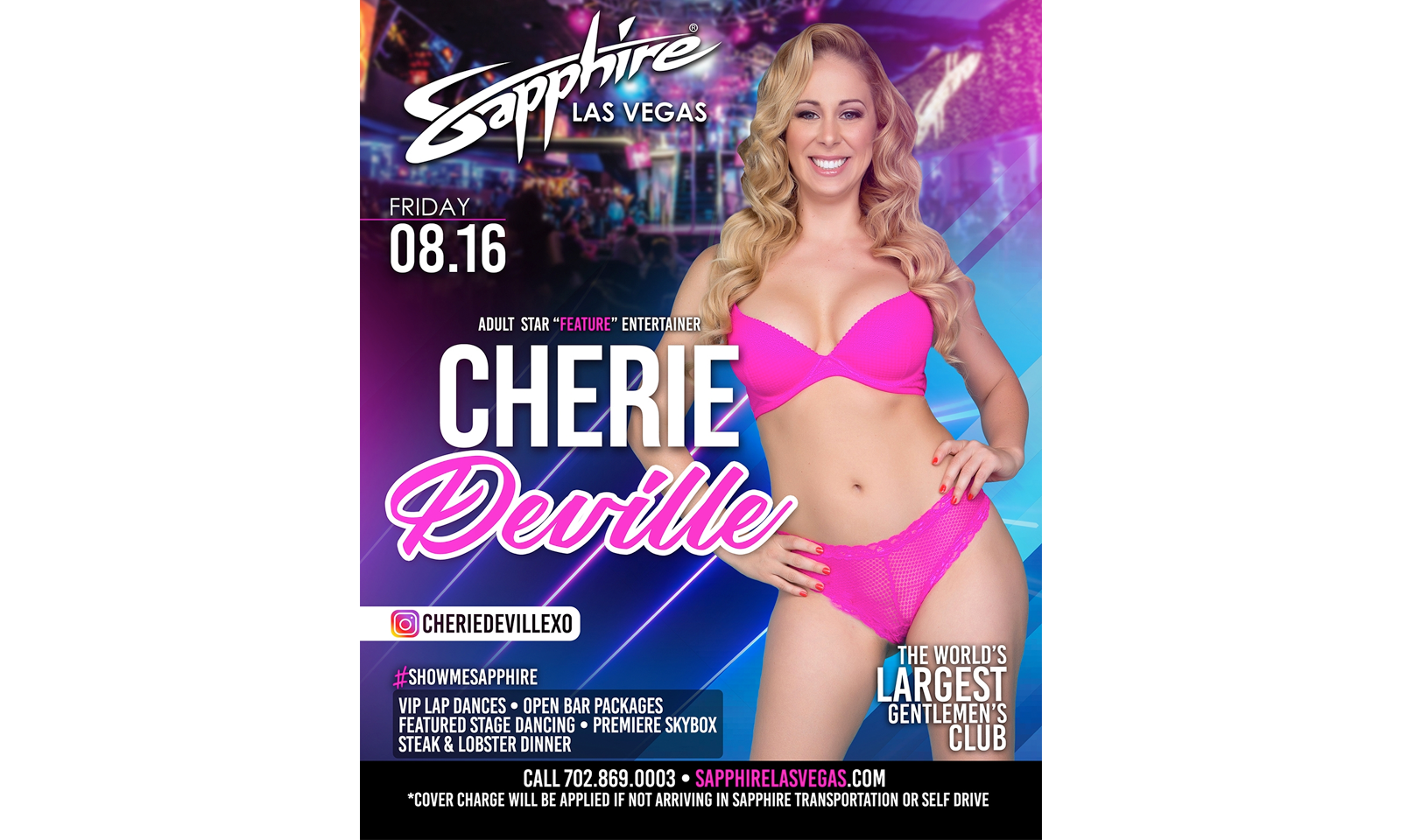 Cherie DeVille Dancing At Sapphire in Vegas This Weekend